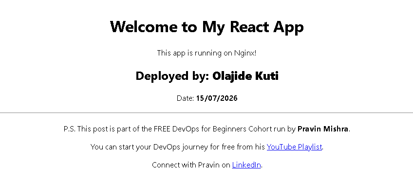 React application deployed on AWS
